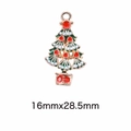 Green enamel Christmas tree pendant in gold finish for DIY jewelry, 16mm x 28.5mm size - 49# Christmas Tree