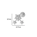 Titanium F136 flat back ear stud featuring three cubic zirconia stars in a silver finish - 5# Silver (Star)
