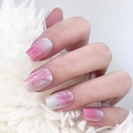 Pink cat-eye press-on nails with fireworks floral design and sparkling glitter finish - Glue Type / Pink Gradient Fireworks Style (Y-309)
