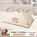 Cream rectangular insulated food cover with suction cup, 70x50cm for 7-8 plates - 50x70cm / Rectangular/Cream and Brown