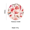 Pink floral ceramic mug coaster with 10.8cm diameter and 0.5cm thickness specifications - Red Coaster