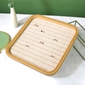 Vassoio per gioielli in bambù con scomparti in velluto beige per anelli e orecchini - Beige