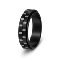 Minimalistische zwarte roestvrijstalen spinner ring met zilveren accenten voor mannen - US 7 / Binnen Zwart + Buiten Zwart