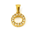 Golden round pendant necklace with sparkling cubic zirconia stones and 18K gold plated finish - Letter O Pendant