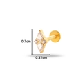 Titanium labret stud with three cubic zirconia stones in a gold finish, 0.7cm height - 4# Pear Combination Style / Gold
