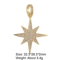 Detailed view of golden octagonal star pendant with pavé zircon setting and dimensions - Copper Pendant 25 (Gold Octagram)
