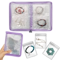 Detail der lila Schmuck-Organizer Mappe mit transparenten PVC-Beuteln und Reißverschluss - Lila (Inklusive 12 Seiten + 48 Beutel)