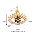 Detailed 15mm Evil Eye lucky charm pendant with blue cubic zirconia and gold plating - White Zirconia Eye