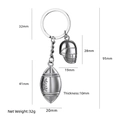 Porte-clés de football américain et casque en argent avec dimensions précises - Casque de Rugby 3D