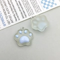 Close-up of cute resin cat paw pendants for DIY jewelry making in blue and white colors - Blue Resin Cute Cat Paw