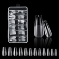 Macro view of transparent ballet shaped false nails in a storage box with size numbers - BSW02 (120Pcs Boxed)