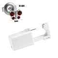 Disposable ear piercing kit with silver butterfly stud featuring red rhinestone - Silver - Dark Red Rhinestone