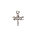 Polished silver stainless steel dragonfly pendant charm with detailed textured wings - Dragonfly Pendant - Steel Color