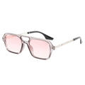 Retro pilot sunglasses with translucent grey frame and pink gradient lenses - Grey Frame Gradient Pink Lens
