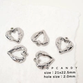 Cinque ciondoli a cuore in argento con trama lavica per creazione di gioielli DIY - Ciondolo a cuore