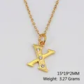 Collier en acier inoxydable plaqué or 18K avec pendentif lettre X et zircons brillants - Lettre X