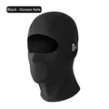 Black ice silk cycling balaclava with glasses holes and breathable mesh nose panel - 2025 Model with Glasses Hole / Black