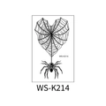 Waterproof 3D spider and heart-shaped web tattoo sticker in black ink, model WS-K214 - Heart Shaped Web Black Spider (WS-K214)