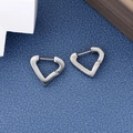 Polished silver heart-shaped hoop earrings in titanium steel for a minimalist look - Silver Heart Geometric Hoop