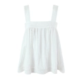 White lace trim camisole and vacation trousers set in a minimalist bohemian style - S / Tops