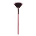 Fan-shaped highlighter brush with pink handle and rose gold ferrule detail - Small Fan Brush Pink Handle
