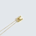 Golden necklace with creative letter r pendant and elegant small pearl inlays - Letter R