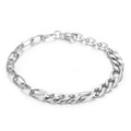 Bracciale a catena Figaro minimalista in acciaio inossidabile argento per uomo e donna - Argento (KB168044-Z)