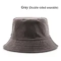 Gray reversible corduroy bucket hat with durable stitching and minimalist design - Grey (Reversible)
