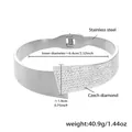 Silver stainless steel bracelet featuring rectangular pave-set Czech diamond accents - Wide Pave Zirconia Style (Z173-钢色手镯)