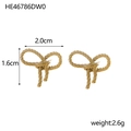 Detailed view of golden bow earrings with matte finish and dimensions 2.0cm x 1.6cm - HE46786DW0 Gold Granular Bow