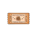 Épinglette en émail en forme de ticket Mental Breakdown orange et rose pour sacs - Crise de Nerfs (Orange)