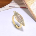Anello regolabile in oro con pavé di zirconi rosa e trasparenti stile evil eye - Anello Aperto Rombo Pavé Rosa Marrone (ZYN-DMR115G-1)