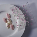 Stickers ongles 3D en relief FEB-502 avec fleurs roses et feuilles vertes élégantes - Motif Floral Rose (FEB-502)