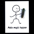 Green crystal hexagonal column on a healing card with Make Magic Happen text - India Agate