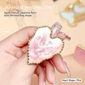 Pink heart-shaped resin nail art palette ring with gold rim for mixing polish - Heart Pink