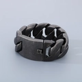 Bracciale a catena cubana da 31 mm in acciaio inossidabile grigio scuro vintage - Bracciale 20CM / Nero Retrò