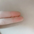 Minimalist S925 sterling silver hollow heart studs with milgrain texture for daily wear - Hollow Small Heart / Silver