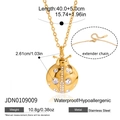 Detailed view of ladybug necklace with dimensions 2.61cm and stainless steel material - Ladybug Shape Necklace (JDN0109009)