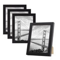 Modern black minimalist A4 picture frame set of four with desktop stand and sleek design - Black