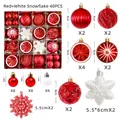 40-piece red and white Christmas ball set with assorted snowflakes and mixed textures - MJXK-07 Red And White Snowflake