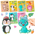 6-pack of cartoon animal mix-and-match puzzle stickers for creative DIY kids' fun - Cartoon Facial Features Style (T01041016)