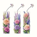 Segnalibri pittura diamante 5D fai-da-te con motivi floreali di lavanda e rose - SQ-8 (Fiori 3D/Lavanda Set di 3)