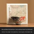 Tazza da tè in porcellana bianca e blu con bordo dorato in confezione regalo - Scatola regalo