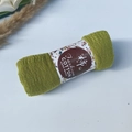 Pleated bubble shawl scarf in olive green wrinkle cotton with a floral paper band - Style #64