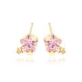 Chic 18k gold star earrings with pink star gemstone and micro-inlaid zircon accents - E2550 Shooting Star / Gold
