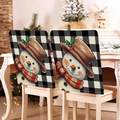 Christmas chair covers with snowman on black and white plaid pattern for holiday decor - Black and White Plaid Cartoon Snowman (YTM2-5)