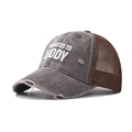 Used-Look Trucker Cap in Grau und Braun mit weißem Promoted to Daddy Textaufdruck - Verstellbar / Kaffeebraun