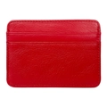 Detailansicht des roten Kartenetuis aus echtem Leder mit mehreren horizontalen Fächern - Rot