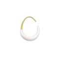 Close-up of minimalist gold U-shaped earrings with pearl white resin dripping detail - 30*22mm / Full Coverage / White