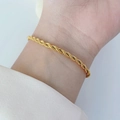 Bracciale a catena a corda ritorta in acciaio inossidabile placcato oro 18k elegante - Bracciale / Bracciale a Catena a Fune da 2.0mm - Oro